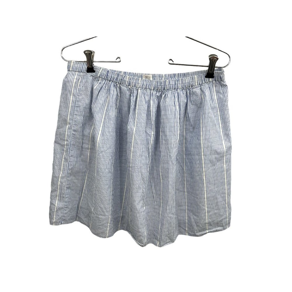 J. Crew Blue White Stiped Pull On Elastic Waist Mini Skirt 100% Cotton, 4